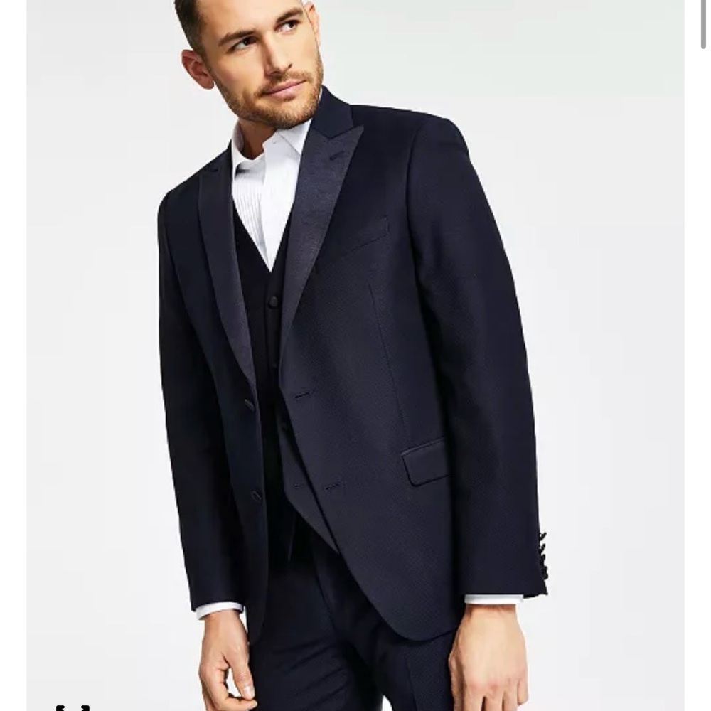 Alfani Men's Slim Fit Navy Tuxedo Jacket | Wedding Prom Formal Event | Size 44L